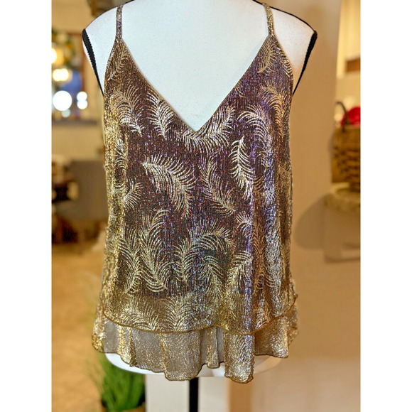 Olive Tree Black/Gold Layered Tank Size Large 8-10 - Picture 1 of 5